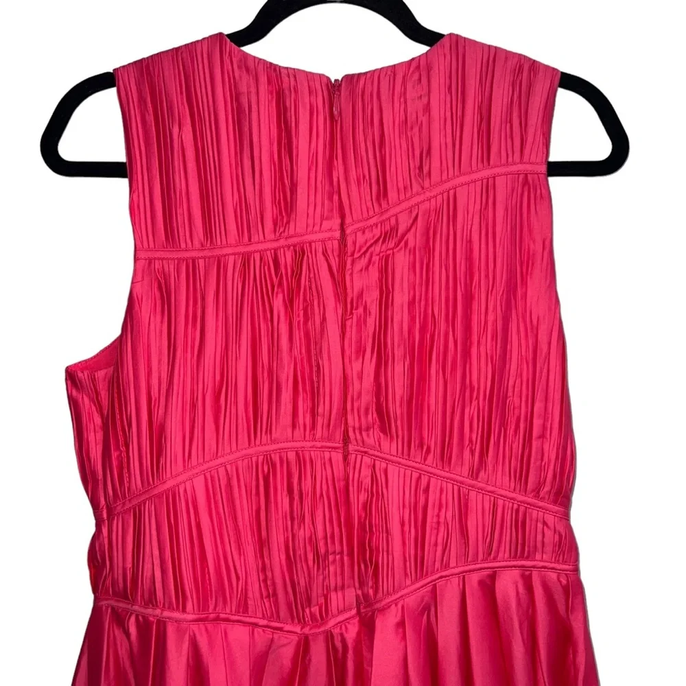 NEW NWT Aje. Sculptra Nya Gathered Midi Dress In Rouge Pink